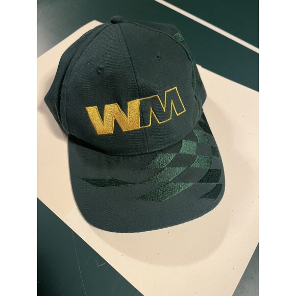 VINTAGE Waste Management Embroidered WM Logo Hat Cap Adjustable Checkered Trash - Picture 1 of 8